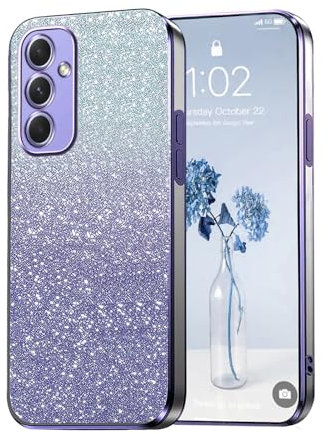 PanXCase Funda Purpurina para Samsung Galaxy A55 5G - Carcasa Transparente Glitter Mujer, Diseño Elegante Brillante Femenina Ultra Delgado Antigolpes Cover (Violeta)