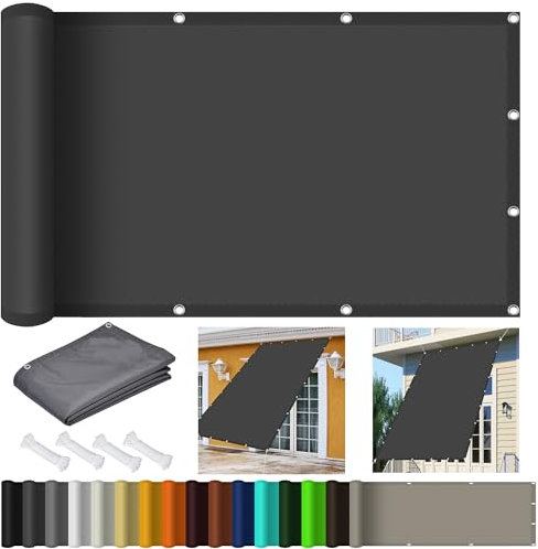 Sonnensegel Sonnenschutz Garten Balkon 4.8 x 6 m, Wasserdicht 98% UV Schutz Sonnensegel Leinwand inkl Befestigungsseile für Garten Terrasse, Dunkelgrau