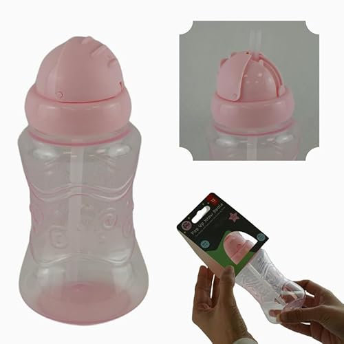 Toddler Water Bottle with Straw 300ml | BPA Free Pop Up Straw Sippy Cup for Toddlers | Pink Color Baby Feeding Bottle, Easy Grip Sippy Cup with Lid 12+ Months