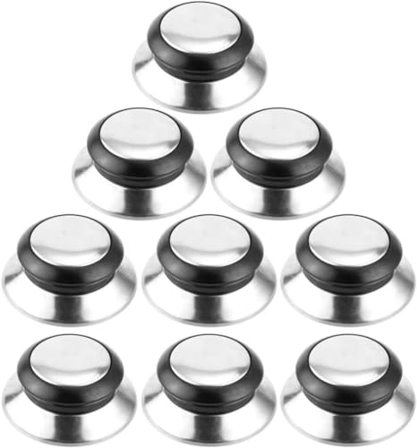 Pomos para tapa de olla, 9 unidades, asas de acero inoxidable, repuesto para utensilios de cocina, cacerola, wok