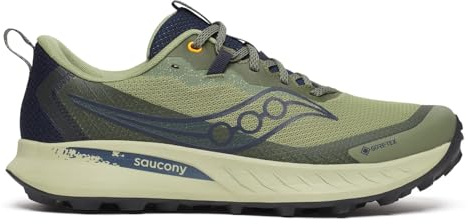 Saucony Men's Peregrine 15 Gore-Tex Waterproof Sneaker, Hemlock/Navy, 8
