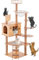Mekidulu Cat tree - Multi-Level Cat Condo with 2 Bowls,6 Perches,12 scratching post,Cat Climbing Tower Activity Trees with Ladder,135cm Cat tree for indoor cats (Wooden M03)