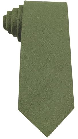 Corbatas de lino de color de ancho regular para hombre, corbata estándar y extralarga, Verde -Oliva, Extra long 63 inches