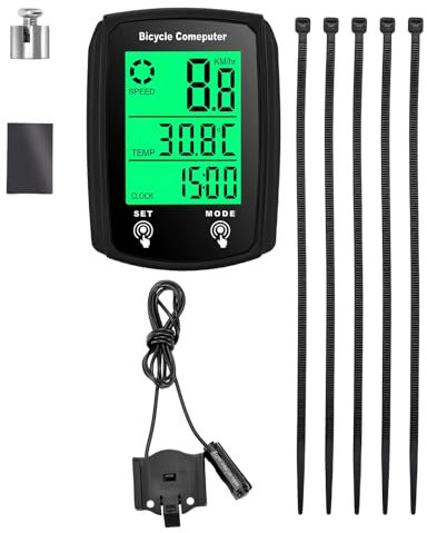 Bike Computer, 19 Functions IP54 Waterproof GPS Speedometer Odometer, Wired Cycling Computer Touch Screen with Backlit Touch Screen, Universal Cycle Computer for Bikes Compatible with All Bike Models