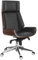 Fohfurniture Holz Bürostuhl, Breiter PU Leder Chefsessel, Frisiertischstuhl Moderner Computer Schreibtischstuhl aus Nussbaumholz, 360° drehbar, höhenverstellbar mit Home Office (High Back, Schwarz)