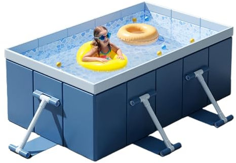 Wpsagek Piscina pieghevole, piscina non gonfiabile, Piscina per bambini con guscio rigido, piscina pieghevole per cani, Piscina portatile rettangolare Feste estive all'aperto per bambini Adulti Cani