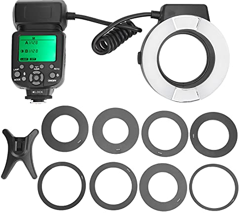 Blitzring, Makro-Ringblitz, TTL-Ringform, Makro-Blitz, Kamera, Taschenlampe, Autofokus mit Adapterring, Passend für D7000 D5200 D5000 D3200 D3100 D90 D300S D600
