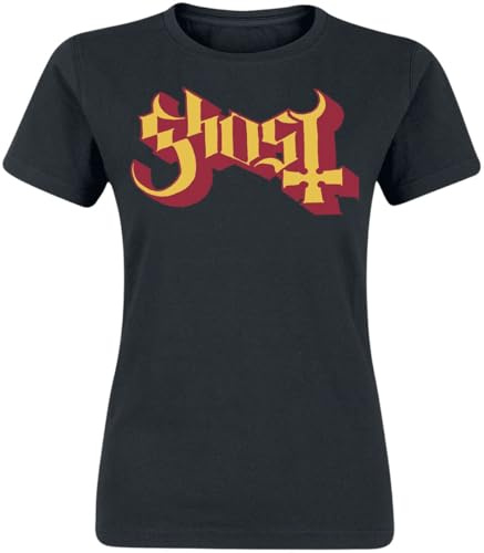 Ghost Logo Gold and Red Frauen T-Shirt schwarz