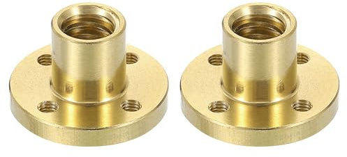 sourcing map 2 tornillos de plomo Tr8 x 2 tuercas de latón, tuerca trapezoidal, tornillo lineal de rosca Acme de repuesto de tuerca de latón (paso de 2 mm, 1 arranque, plomo de 2 mm) para accesorios