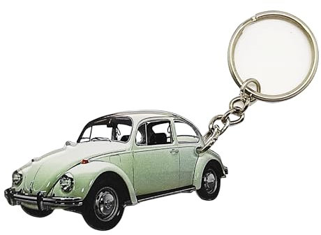 Porte-clés voiture ancienne coccinelle blanche