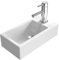 EMKE Lavandino sospeso 405 x 205 x 105 mm – Lavandino compatto ed elegante per piccoli bagni e WC degli ospiti – Rubinetto a destra, installazione a parete, bianco lucido
