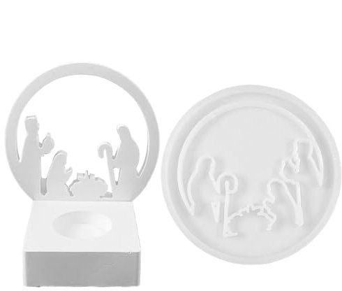 Ruwshuuk Stampo in silicone per natività, stampo per gesso, decorazione da tavola in resina antiaderente, decorazione artigianale per Natale, Ringraziamento e Pasqua
