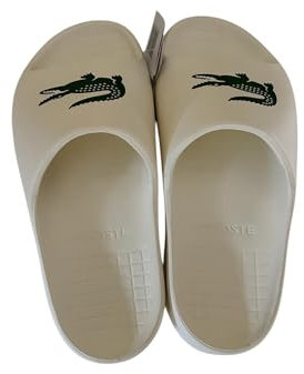 Lacoste Sandales Serve Slide 2.0 pour homme, OFF WHT/DK GRN, 44.5 EU