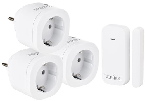 Luminea Funkabluftsteuerungssets: 3 Funk-Steckdosen mit Tür- & Fenstersensor für automatische Schaltung (Fensterschalter Dunstabzug, Kontaktsensor)
