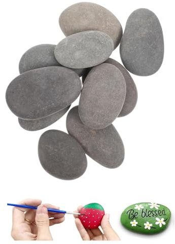 YANGWEN 10 Pièces Galets à Peindre, 3-5cm Pierres Plates Naturelles pour Peinture DIY – Galets Lisses pour Art, Décoration Jardin & Aquarium pour Dessin sur Pierre, Bricolage Créatif et Déco