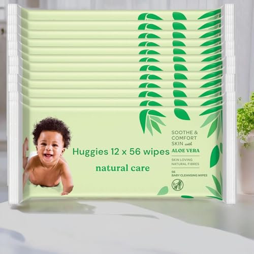 NATURAL CARE Wipes With Aloe vera and a Natural Fragrance Pack Of 12 x 56 Wipes