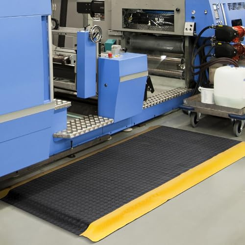 ybaymy 92x152cm Anti Ermüdungsmatte, PVC Anti Fatigue Mat Ergonomische Stehmatten Arbeitsplatzmatte, Antimüdigkeitsmatte Steh-Schreibtisch Fußmatten für Steharbeitsplätze, Werkstatt (Schwarz-Gelb)