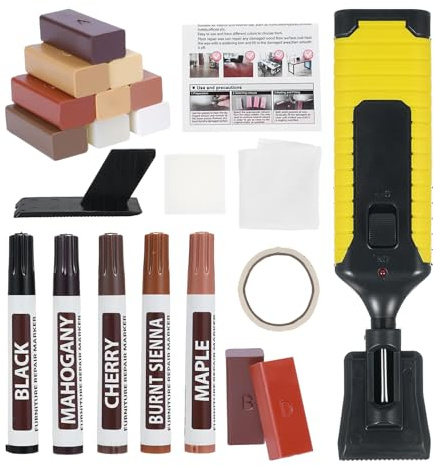 Reparaturset für Holzböden | Reparaturpaste für Laminat in 11 Farben - wasserfester Lackstift für Böden, Türen, Schränke