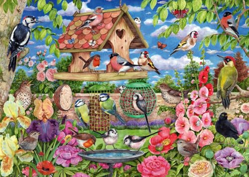 Ravensburger The Birds' Banquet 1000 Piece Jigsaw Puzzle – Debbie Cook Wildlife Garden Scene – Colourful Birds, Butterflies & Nature Puzzle for Adults and Families