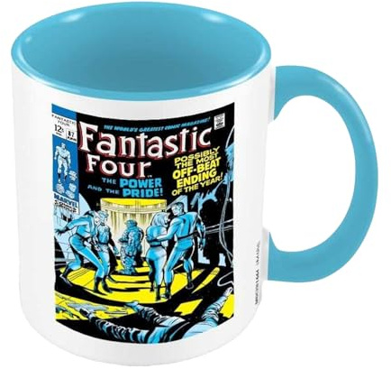Fantastic Four (Power & Pride Blue Coloured Inner Pod Mug, Black Ceramic Mug 315ml / 11oz, Officially Licensed by Pyramid International, Ideal for Home, Office or Gift Use