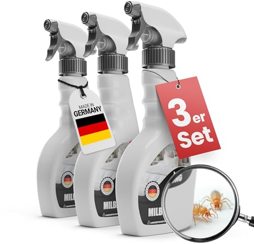ABWEHR MEISTER 3x Milbenspray für Matratzen & Polster 500 ml (PT19) | Effektives Abwehrmittel gegen Hausstaubmilben, giftfrei, laborgeprüft, Made in Germany