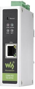 CAN FD to Ethernet Converter, Industrial CAN FD to ETH Protocol Converter Gateway, 5 Conversion Modes, Supports CAN 2.0A/2.0B, Bidirectional Data Communication, DIN-Rail Mount, Wide 9–36V Input