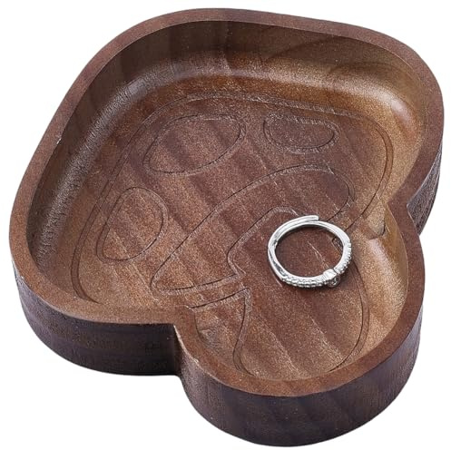 PRESSINART Wood Ring Holder Dish Jewelry Dish Tray Mushroom Shaped Wooden Jewelry Tray Cute Rings Earrings Storage Organizer Decorative Display for Home Bedroom Living Room Office Vanity Gift Idea