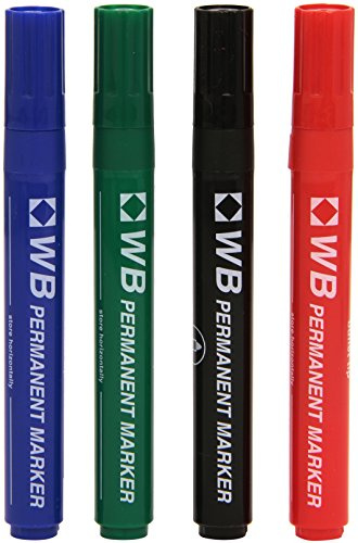 Whitebox Wx26088a Permanent Marker with Bullet Tip, Multicoloured, Assorted (Pack of 4)