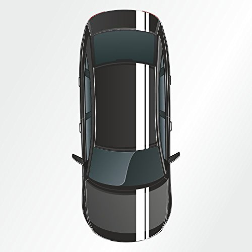 Kiwistar - Autoaufkleber Rallye Streifen - 23 x 400 cm - weiß glänzend - selbstklebend - Viperstreifen für Auto, Motorhaube, Karosserie - Tuning Aufkleber Racing Deko