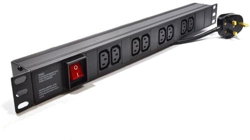 kenable PDU Power Distribution Unit 8 Way IEC C13 Sockets Horizontal Rack Mount UK Plug 13A 3250W 1.8m Black