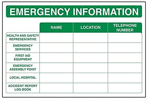 V Safety Emergency Information Sign - 300mm x 200mm - Self Adhesive Vinyl
