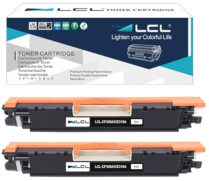 LCL Remanufactured Toner 126A 130A CE310A CF350A CE310AD CF350AD (2Schwarz) kompatibel für HP Color Laserjet Pro MFP M176 M176FN M177 M177FW M176n