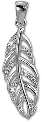 SilberDream Ketten-Anhänger Feder 925er Silber Zirkonia weiß glitzer SDH407W