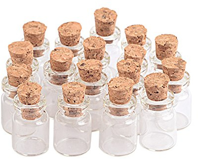 Jarvials 100pcs 0.5ml Transparente Glasflasche mit Kork, Öffnung 12mm, 7 verschiedene Größen von kleinen Glasflaschen (0.5ml)