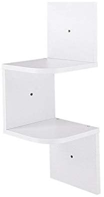 spot on dealz Lucca Wall Mount Corner Shelf Home Hanging Storage Rack Display 2 Tier shelves (White G-0130)