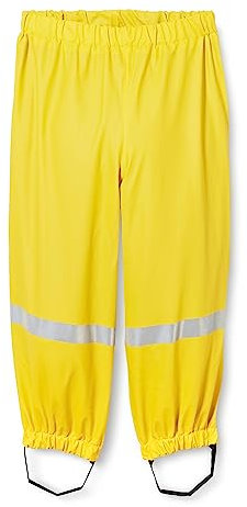 Playshoes Pantaloni fango, salopette antipioggia, fodera in pile, Pantaloni antipioggia antivento e impermeabili Unisex - Bambini e ragazzi, pantaloni gialli, 92