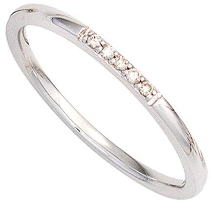 Jobo Damen-Ring schmal aus 14 Karat 585 Weißgold mit 5 Diamanten Größe 58