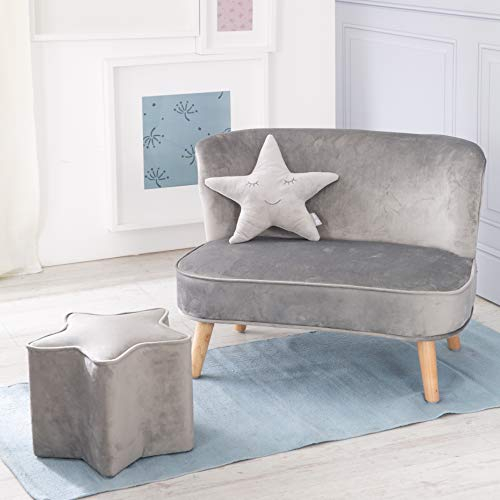 roba Kindersitzgruppe „Lil Sofa” inkl. Kindersofa, Sternenhocker, Dekokissen Stern in silbergrau