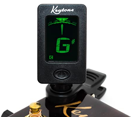 Keytone® Clip-On Stimmgerät Tuner mit LCD-Display E-Gitarre Bass Ukulele Violine chromatisch mit Batterie