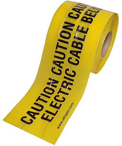 CAUTION ELECTRIC CABLE BELOW detection tape - WAVEYWIRE - underground detectable warning tape with twin tracer wires (150mm x 100M)