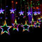 138 LED 2m 12 Sterne Lichterkette Sternenvorhang Warmweiß,Sterne Lichtervorhang,Lichtervorhang Weihnachten Fenster,LED Lichterkette,Sterne Vorhang Lichter, Party, Hochzeit, Balkon, Deko