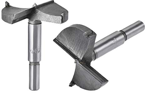 sourcing map Forstner Holzbohrer 55mm 60mm Durchm. Lochsäge Hartmetall Stahlspitze Rundschaft Schneiden für Scharnier Sperrholz Holzwerkzeug 2in1 Set
