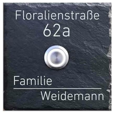 Tomtec Türklingel Schiefer Haustürklingel Klingelplatte Schiefer Klingelschild Design Tomtec 100x100mm