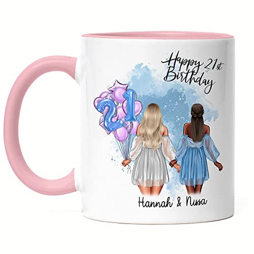 Kiddle-Design Geburtstag Mädchen Frau Tasse Rosa Personalisiert Geburtstagsgeschenk für Mädchen Frauen mit Namen Deko Geschenke zum 18 20 30 Geburtstag Frau