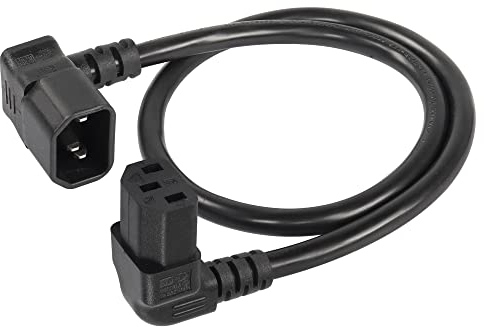 CERRXIAN Cavo di alimentazione IEC 320 C14 ad angolo basso da 0,6 m, cavo di alimentazione PDU da 90 gradi C14 maschio a C13 femmina per monitor, computer, ecc