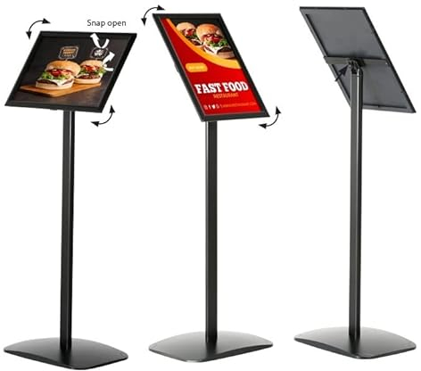Displaysign Presentoir sur pied DIN A3 noir (420 x 297 mm), support pour affiches en aluminium, support d'information pour format paysage/portrait