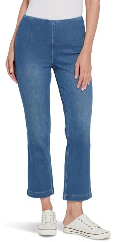 Lyssé Baby Bootcut Denim – Bootcut Jeans for Women and Ankle Jeans with 4 Way Stretch Knit Denim, Mid Wash, S