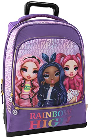 Rainbow High - Zaino Trolley Regolabile con Maniglia e Spallacci a Scomparsa, Cerniera e Tasca Frontale Zip - Zainetto Bambina - Zaino Scuola cm 36x23X47H