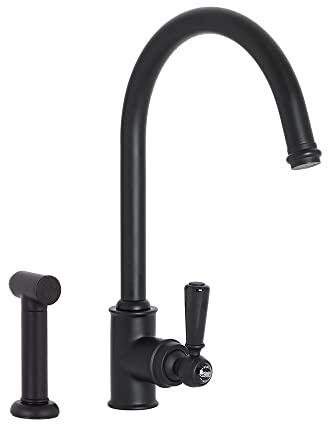 Milano Elizabeth Lever Handle Kitchen Sink Mixer Tap Swivel Spout Spray - Black