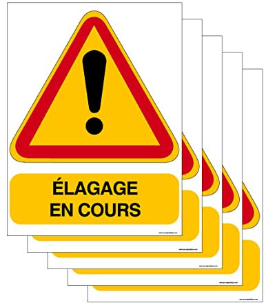 AUA SIGNALETIQUE -Lot de 5 Panneaux De Chantier AKILUX 5mm - AK14 - Élagage en Cours - 600x800 mm